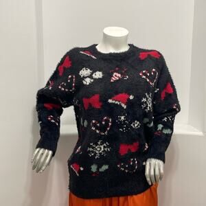 Unbranded Fuzzy Sweater Black Red White